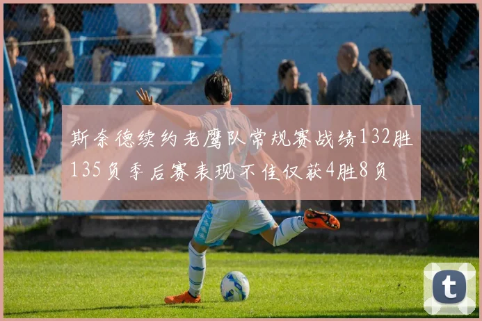 斯奈德续约老鹰队常规赛战绩132胜135负季后赛表现不佳仅获4胜8负